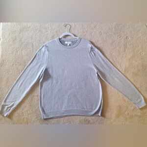 NORDSTROM Mens Shop Crew Neck Textured Knit Wool Blend Sweater Light Gray Size L